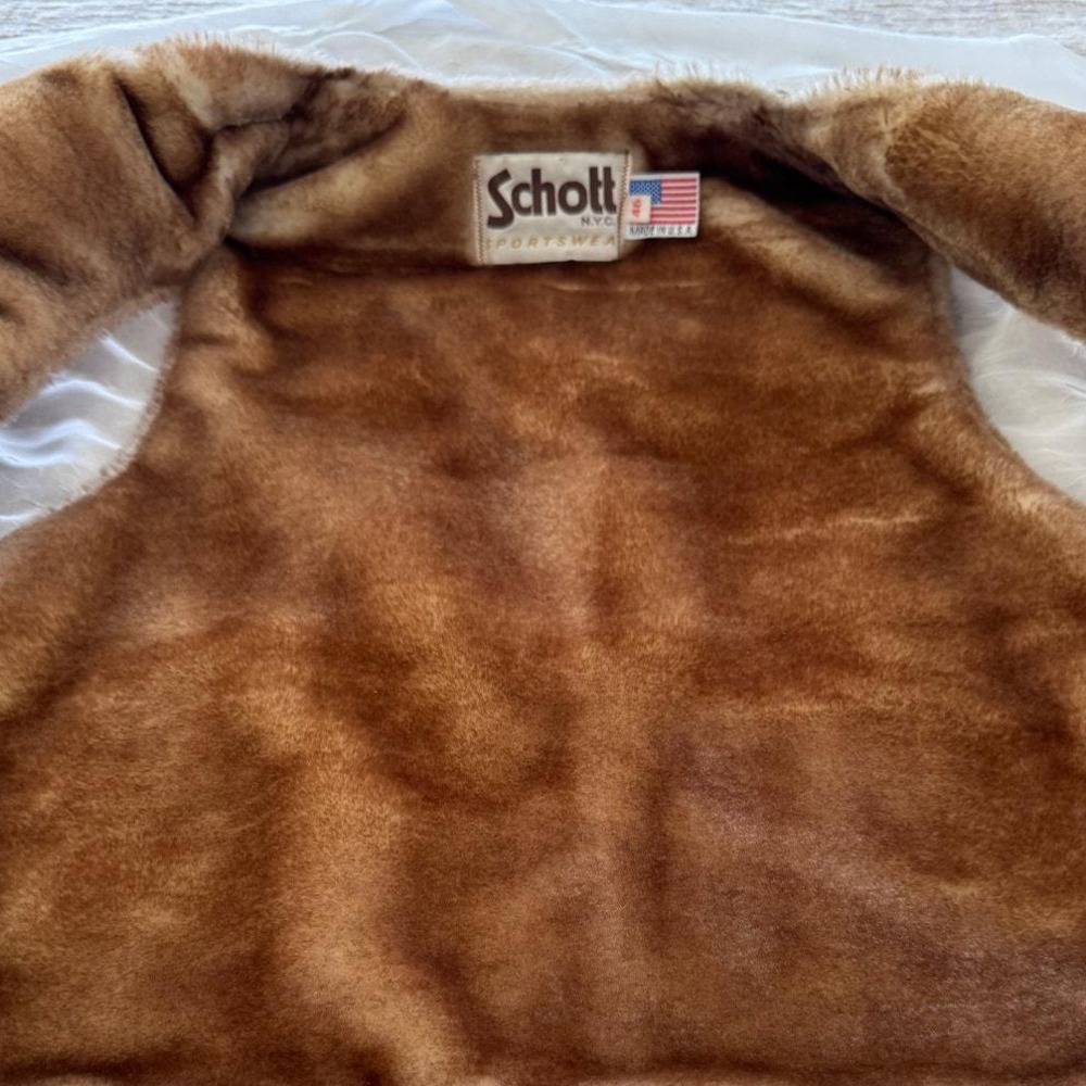 Vintage Schott USA Genuine Shearling Vest Never Worn Size 46 Western Americana - Picture 6 of 7